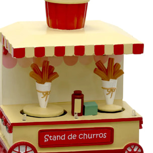 Village de Noël lumineux stand de churros animé 7 LED à piles