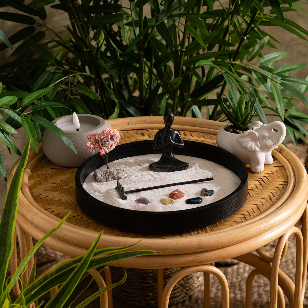 Jardin zen bois "Isana" D22cm noir