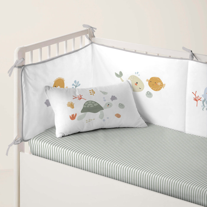 Protector de cuna - 100% Algodón - Con Cintas - Ocean Life