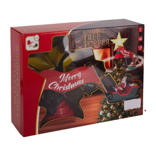 Estrella para cima de árbol de navidad led con música y trineo giratorio