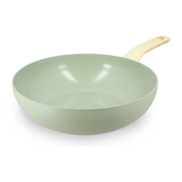 Wok en aluminium 28cm céladon - compatible induction COLORAMA