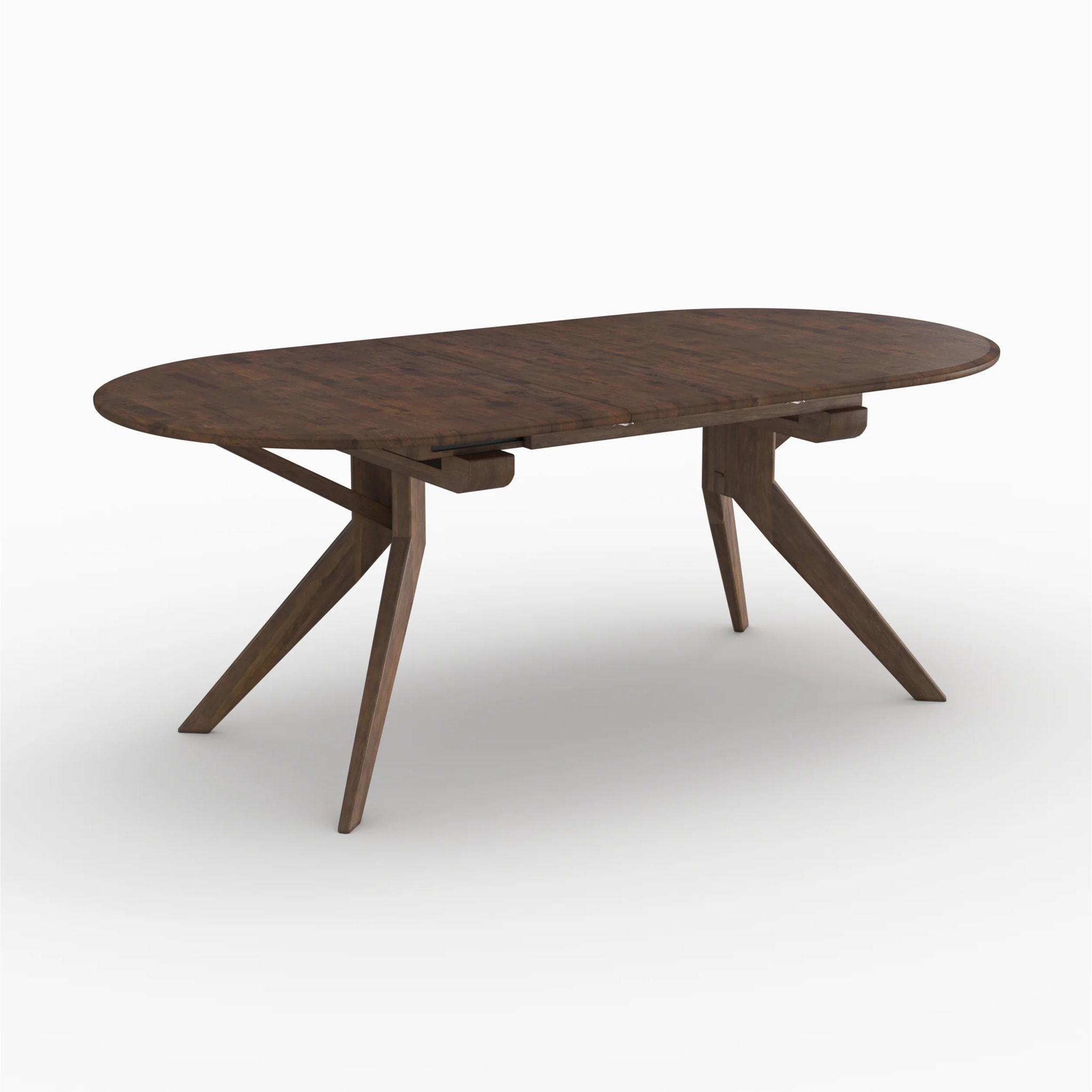 Table extensible en bois d'hévéa massif foncé 6 à 10 personnes - Oli