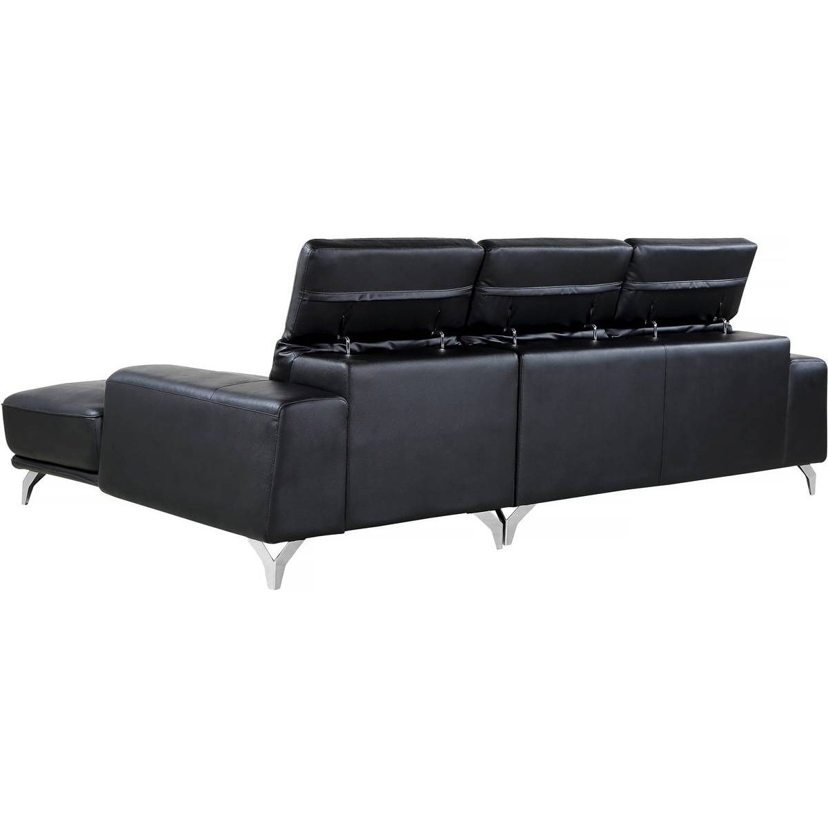 Canapé d'angle cuir reconstitué et PVC "Leicester" - 4 places - Noir - Angle gauche