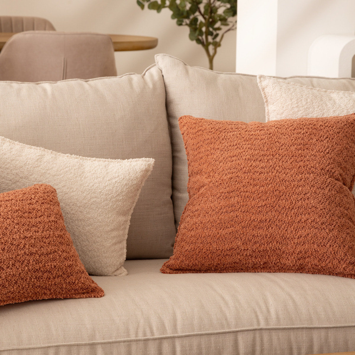 Coussin bouclette Soana terracotta 45x45cm