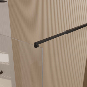 Paroi de Douche 80x200cm en Verre Trempé Transparent 8mm Anticalcaire - Profilé Noir Mat - LINA