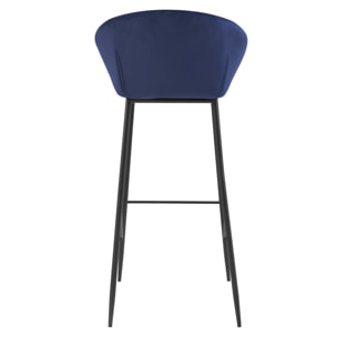 Lot de 2 chaises de bar 75 cm en velours bleu - Marquise