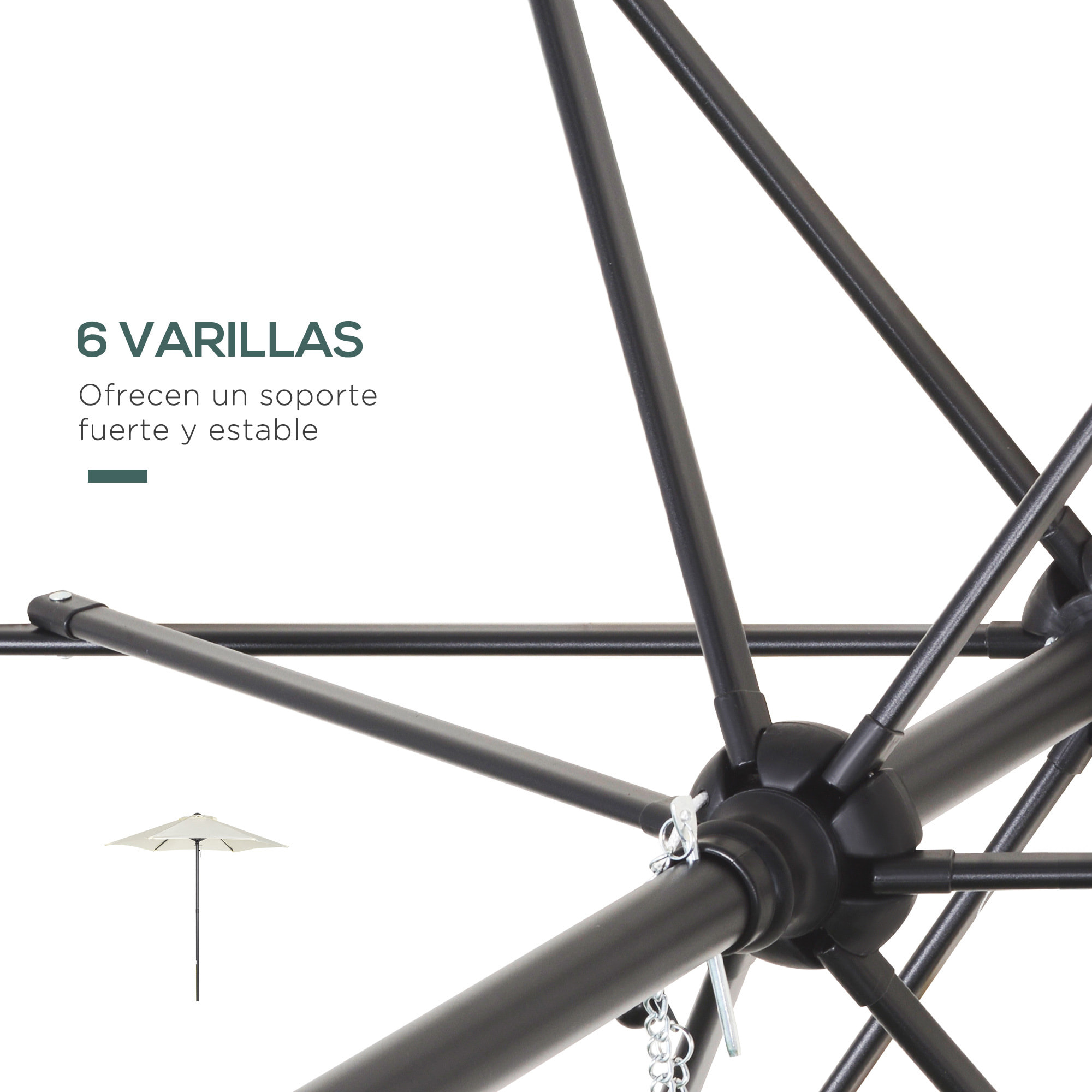 Sombrilla Jardín Ø2x2m Aluminio con Techo de Ventilación Poste Desmontable Beige