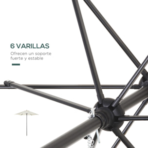 Sombrilla Jardín Ø2x2m Aluminio con Techo de Ventilación Poste Desmontable Beige
