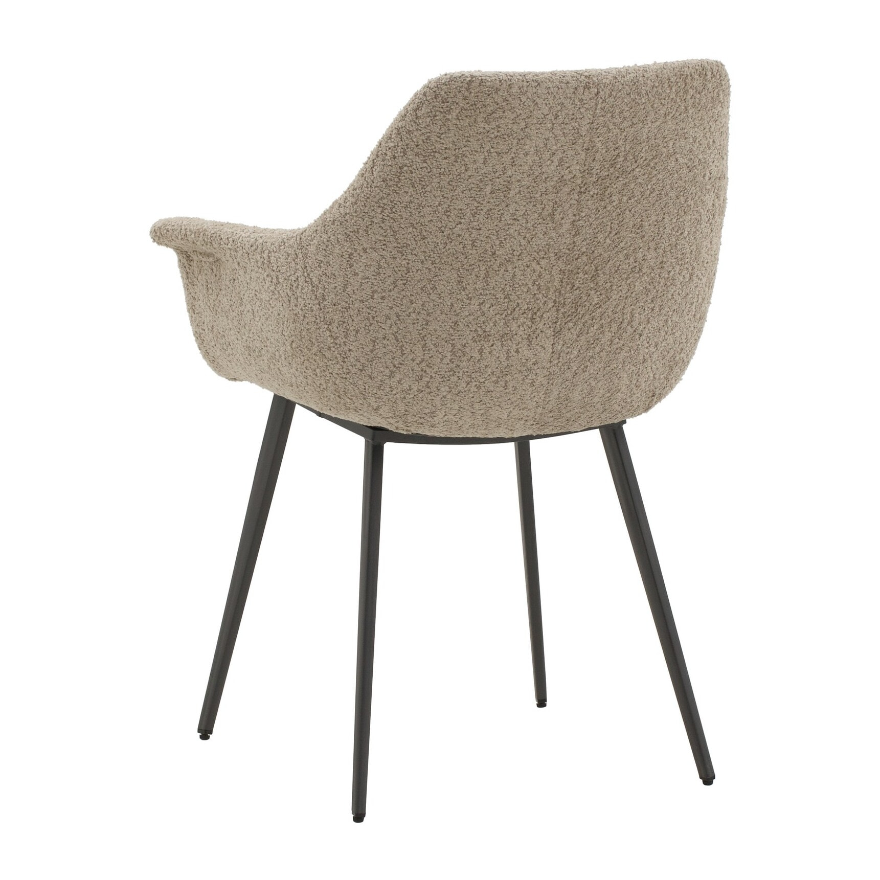 Set di 2 sedie MIRASIERRA in tessuto beige effetto bouclé e gambe in metallo nero, con braccioli