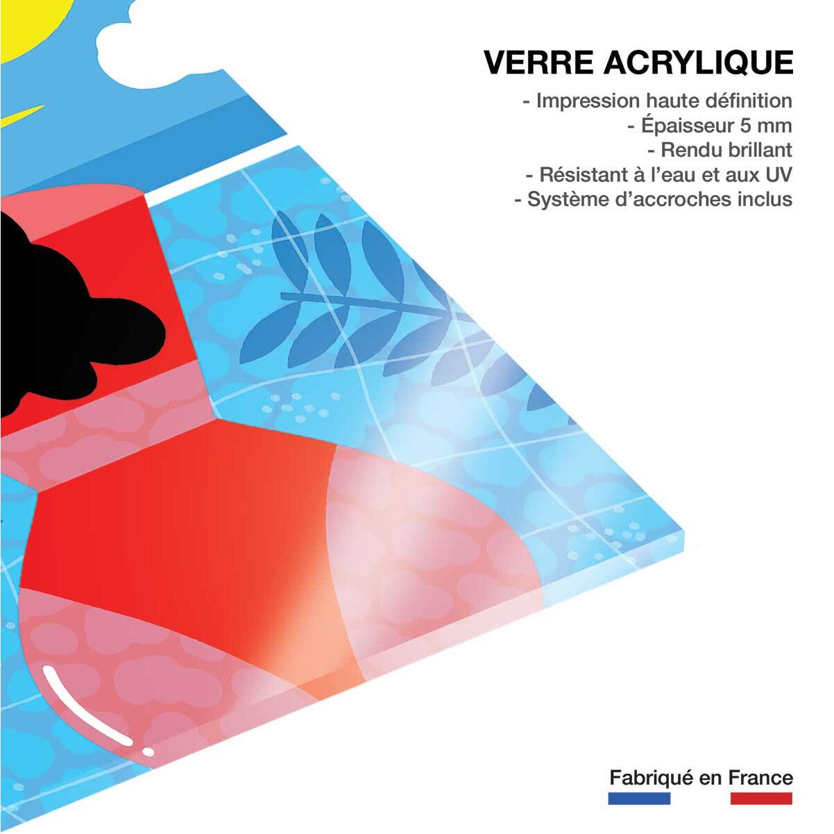 Tableau pop art femme au bord de la piscine  Tableau plexiglas