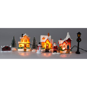 Conjunto de 10 piezas de paisaje navideños con iluminación led