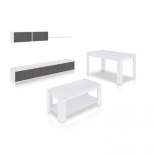 Pack salón con mesa de centro y mesa de comedor Arlet Max Blanco Artik (Blanco Mate) - Óxido