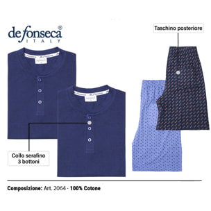 De Fonseca Pigiama da Uomo Corto Jersey 100% Cotone, Art. 2064