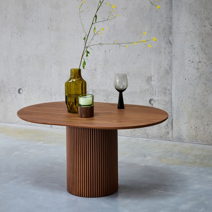 Table basse oblongue décor bois sculpté FARO
