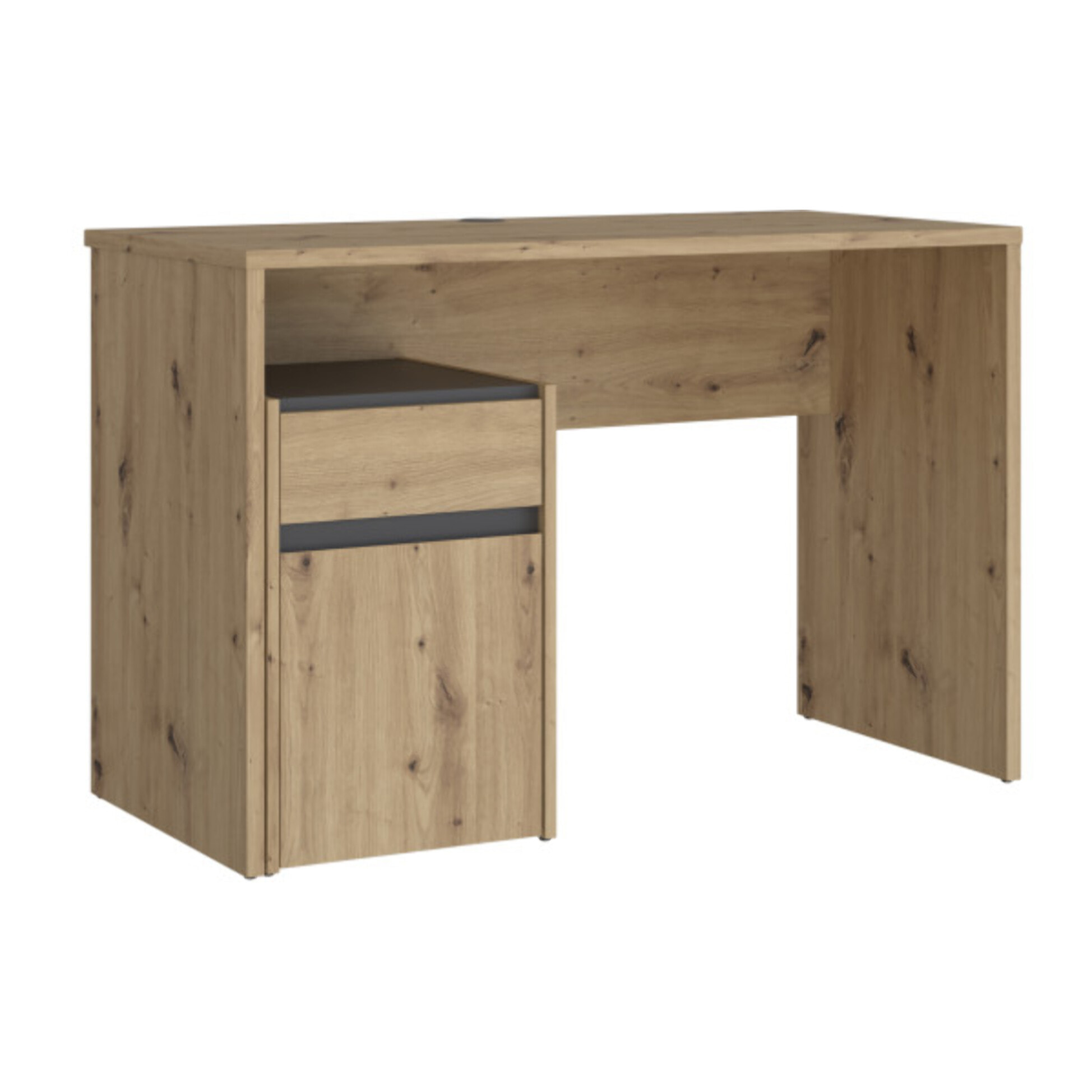 Bureau avec caisson amovible effet bois et gris foncé - L110 CM - KIARA