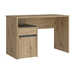 Bureau avec caisson amovible effet bois et gris foncé - L110 CM - KIARA