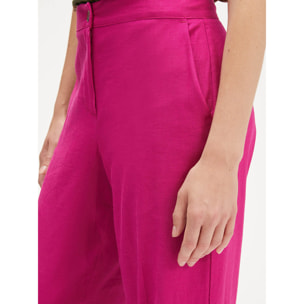 Motivi - Pantalón modelo palazzo en mezcla de lino - Fuchsia