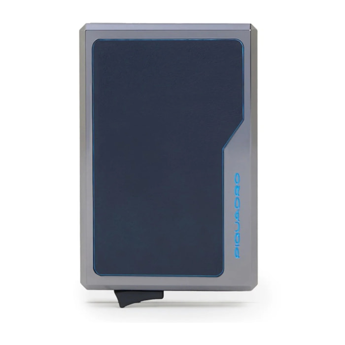 Piquadro Portacarte automatico MagSafe in alluminio e pelle con protezione RFID