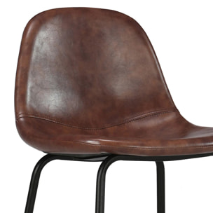 Chaise pour îlot central 65 cm en cuir synthétique marron - Henrik