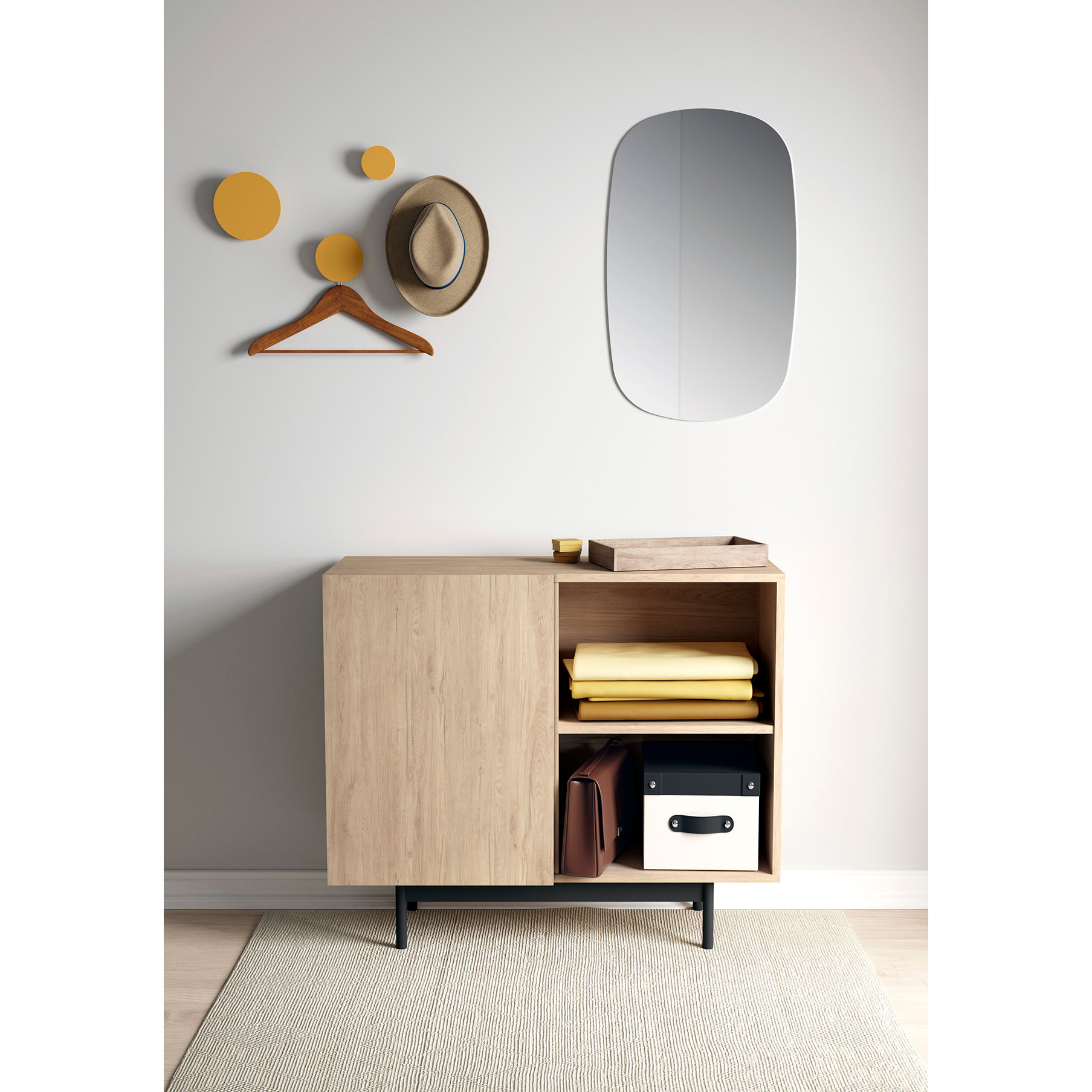 Aparador 1 puerta Printed roble 78x90x34 cm