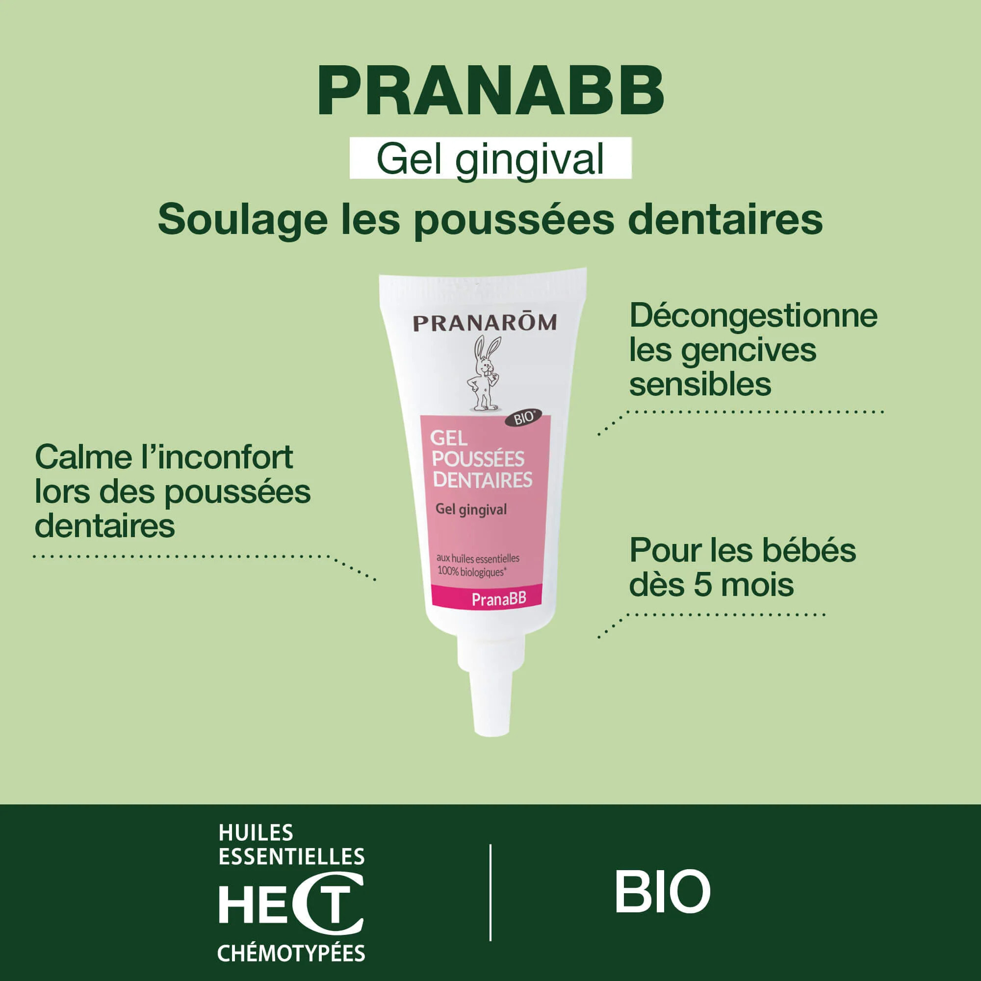 Pranarom - Gel gingival pour poussées dentaires - Bio - 15 ml