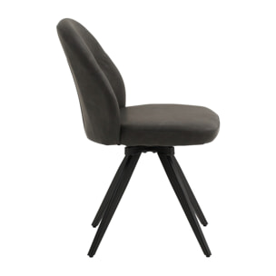Set di 2 sedie girevoli ZENNENDAL in similpelle antracite e gambe in metallo nero