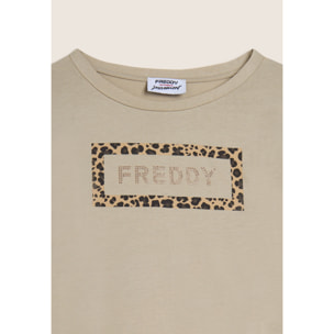T-shirt Manica Corta con Grafica Animalier e Logo FREDDY