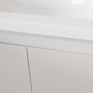 Meuble de salle de bains 60cm a Suspendre Blanc - 2 Portes - Vasque Blanche - ELEMENTARY