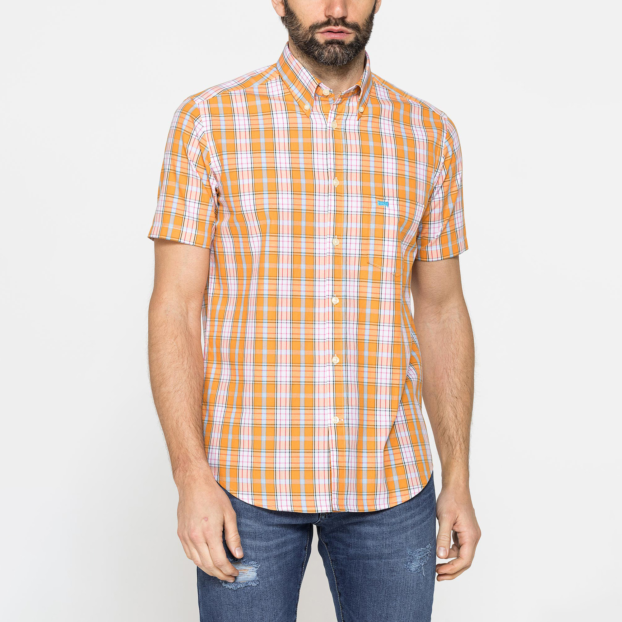 CAMICIA A MANICA CORTA IN COTONE CON FANTASIA