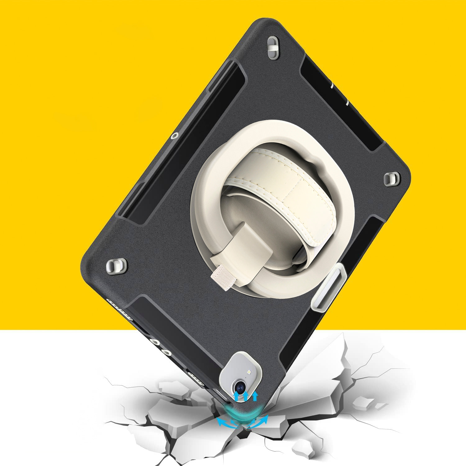 DAM Custodia Rugged Armor per iPad 10,9 pollici. 360°, serie A, seconda generazione. Con maniglia. 20,5x4x27cm. Colore nero