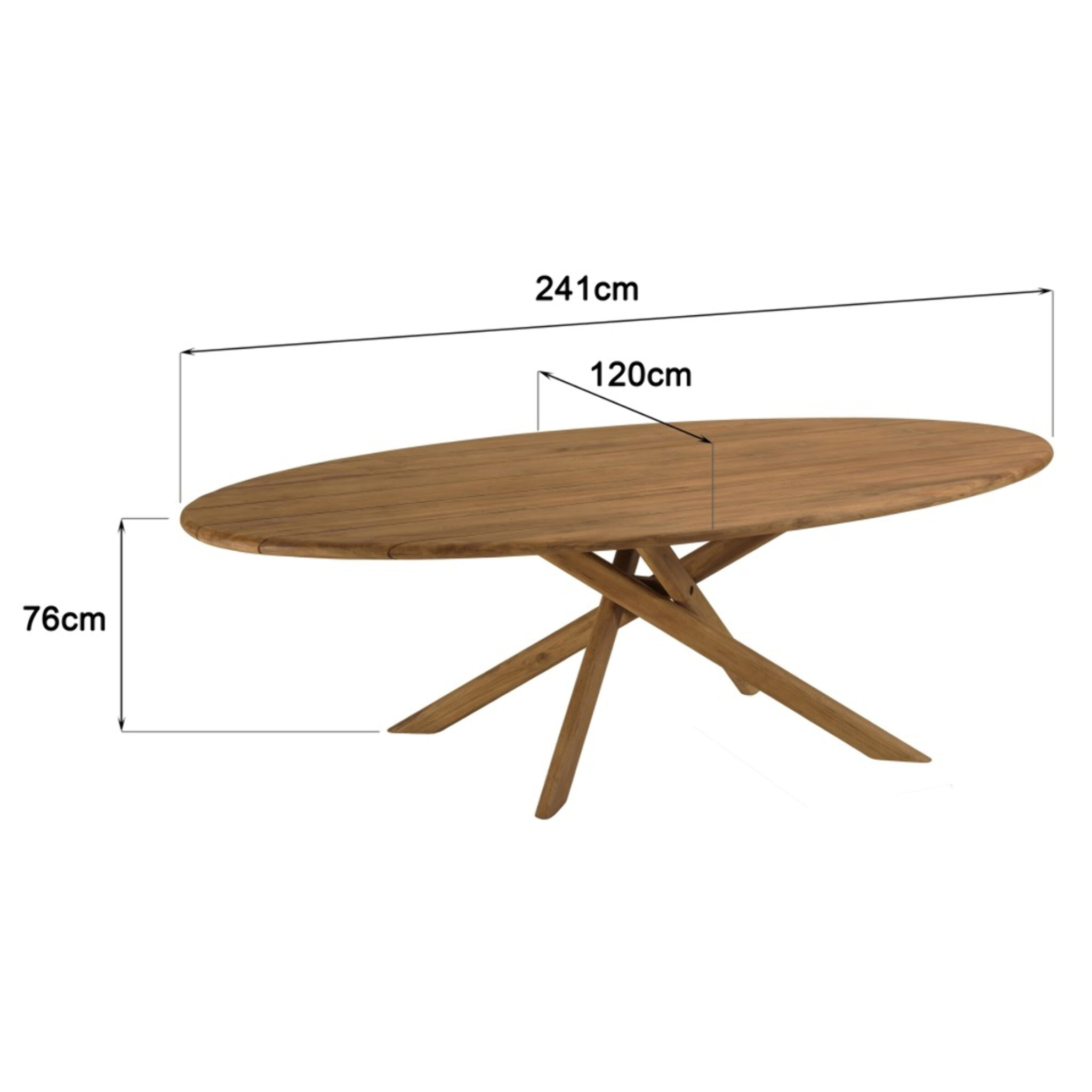 COLINE - Table à manger de jardin ovale 240x120cm en bois de teck recyclé (2 COLIS)