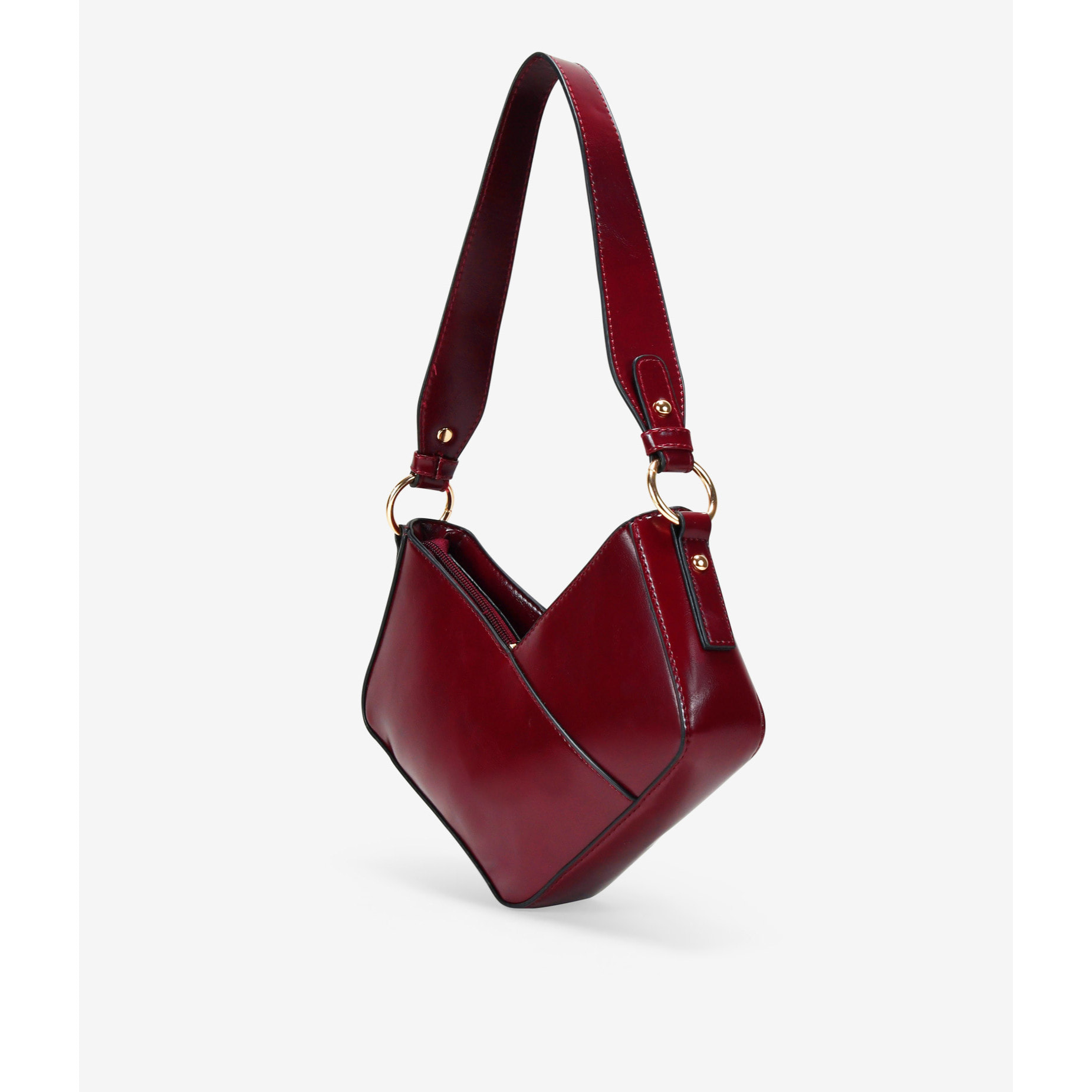 Bolso de hombro rojo asimétrico