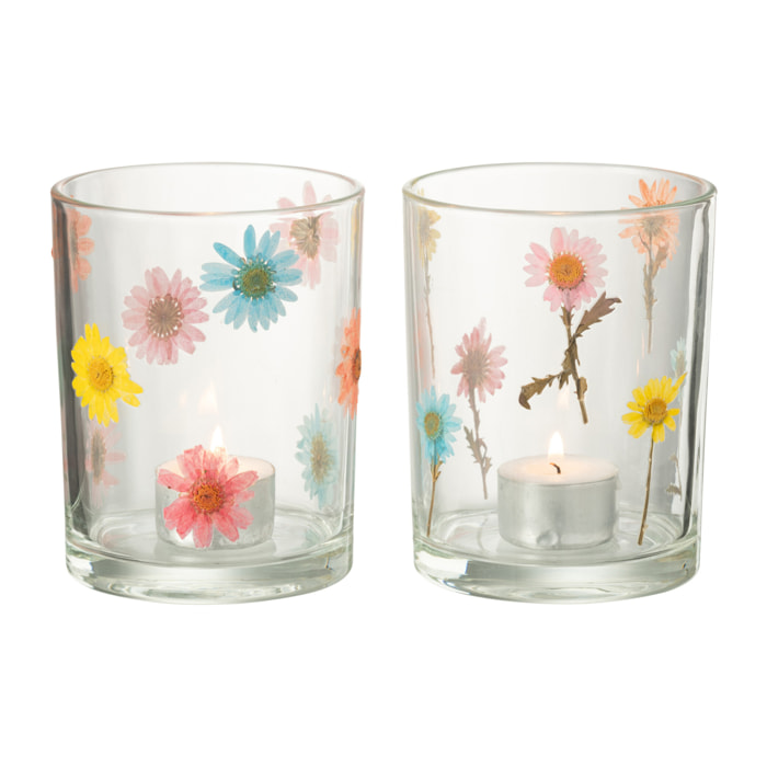 J-Line Photophore  Posy Large Verre Mix Assortiment De 2