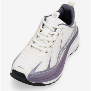 Zapatillas deportivas beige y lila con cordones