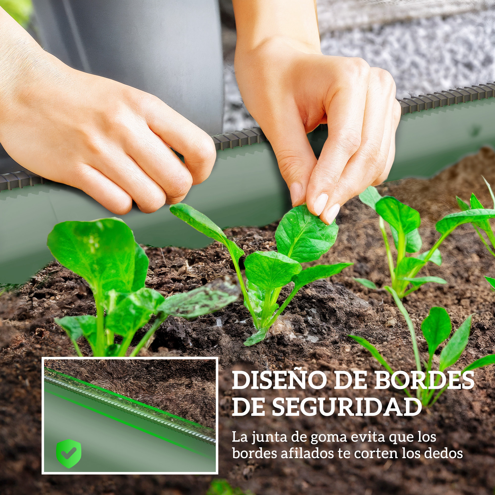 Jardinera Exterior Grande de Acero Galvanizado, Huerto Urbano para Cultivar Plantas, Macetero Exterior con Bordes de Seguridad, Fácil Montaje, Resistente a la Intemperie, 150x62x30 cm, Verde