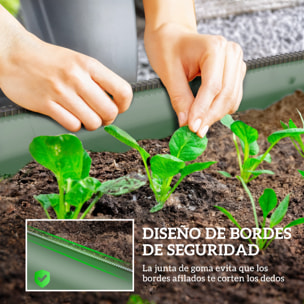 Jardinera Exterior Grande de Acero Galvanizado, Huerto Urbano para Cultivar Plantas, Macetero Exterior con Bordes de Seguridad, Fácil Montaje, Resistente a la Intemperie, 150x62x30 cm, Verde