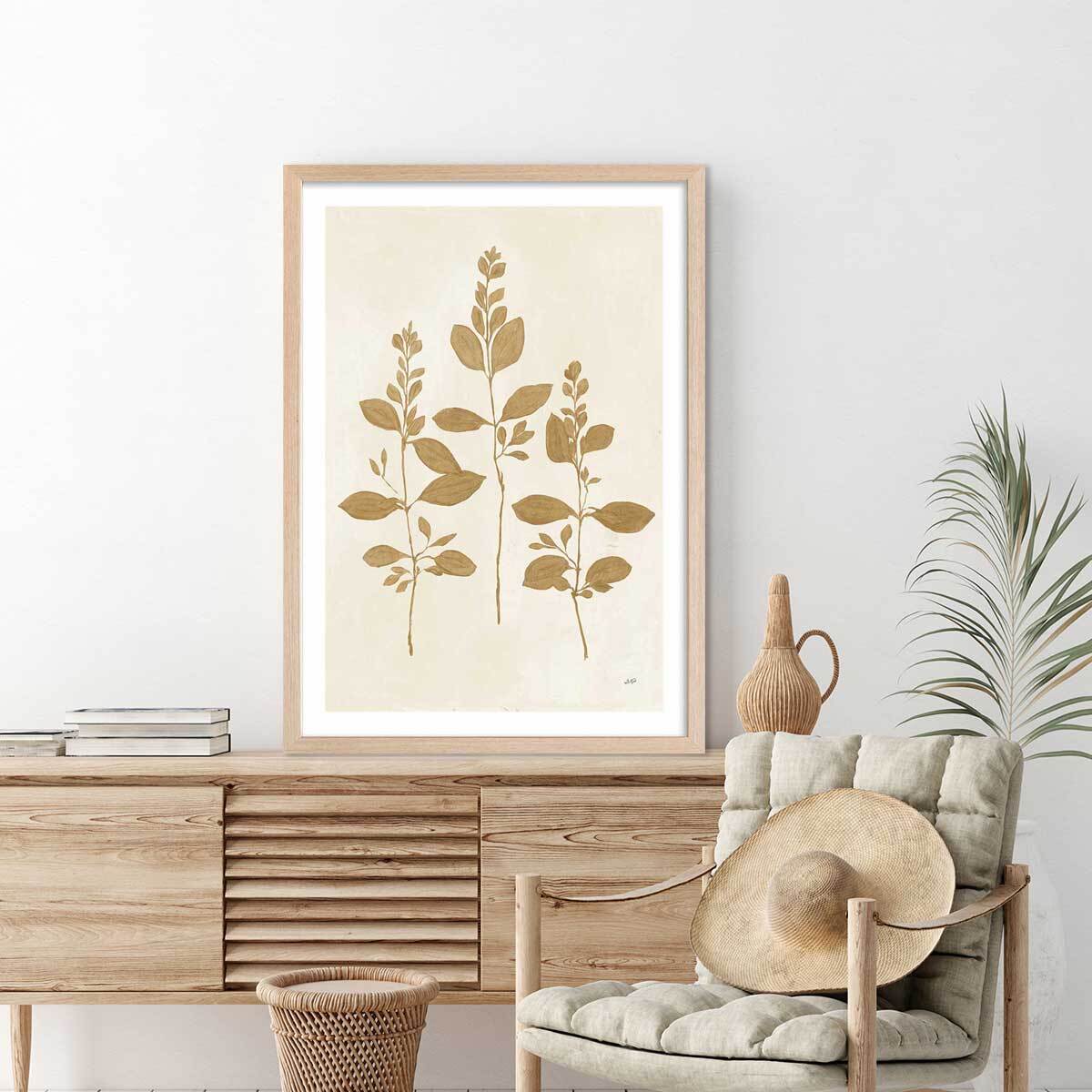 Affiche fleurs Recolte d'or Fresca Affiche + cadre en bois - Chêne