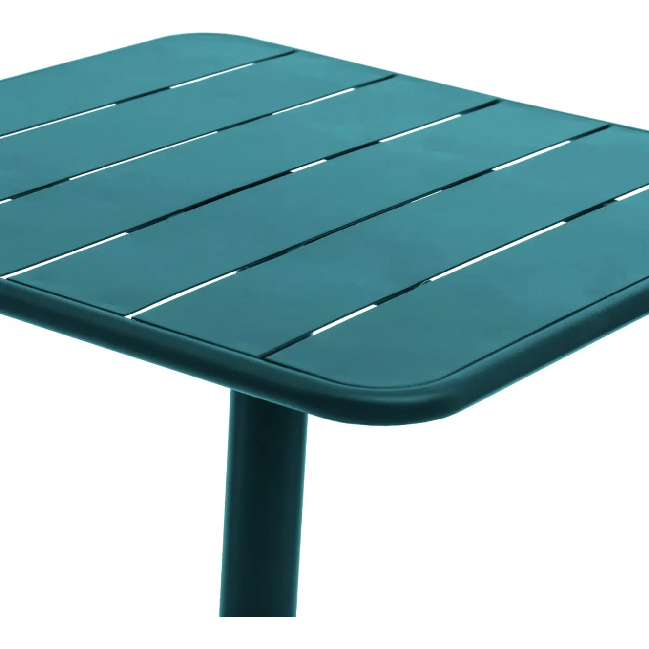 Table de jardin carrée "Phuket" bleu canard 2 places en acier traité époxy