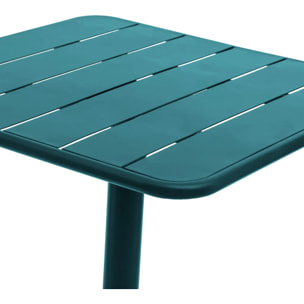 Table de jardin carrée "Phuket" bleu canard 2 places en acier traité époxy