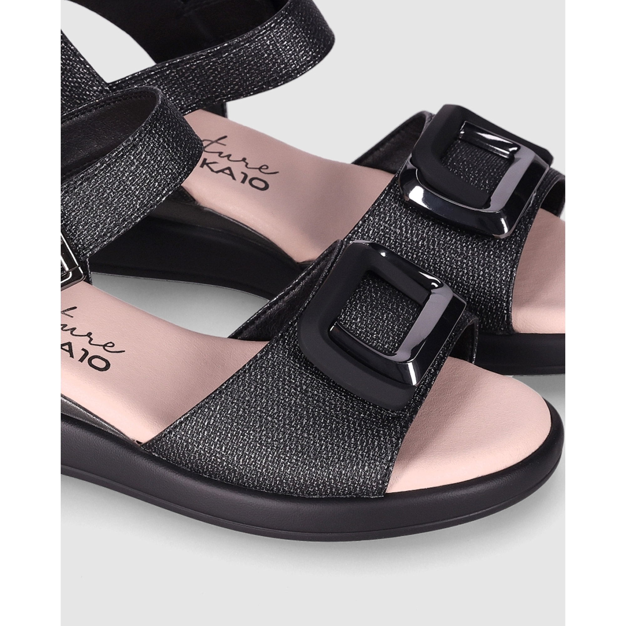 Sandalias de Piel Sintética - Negro - Tacón: 5 cm
