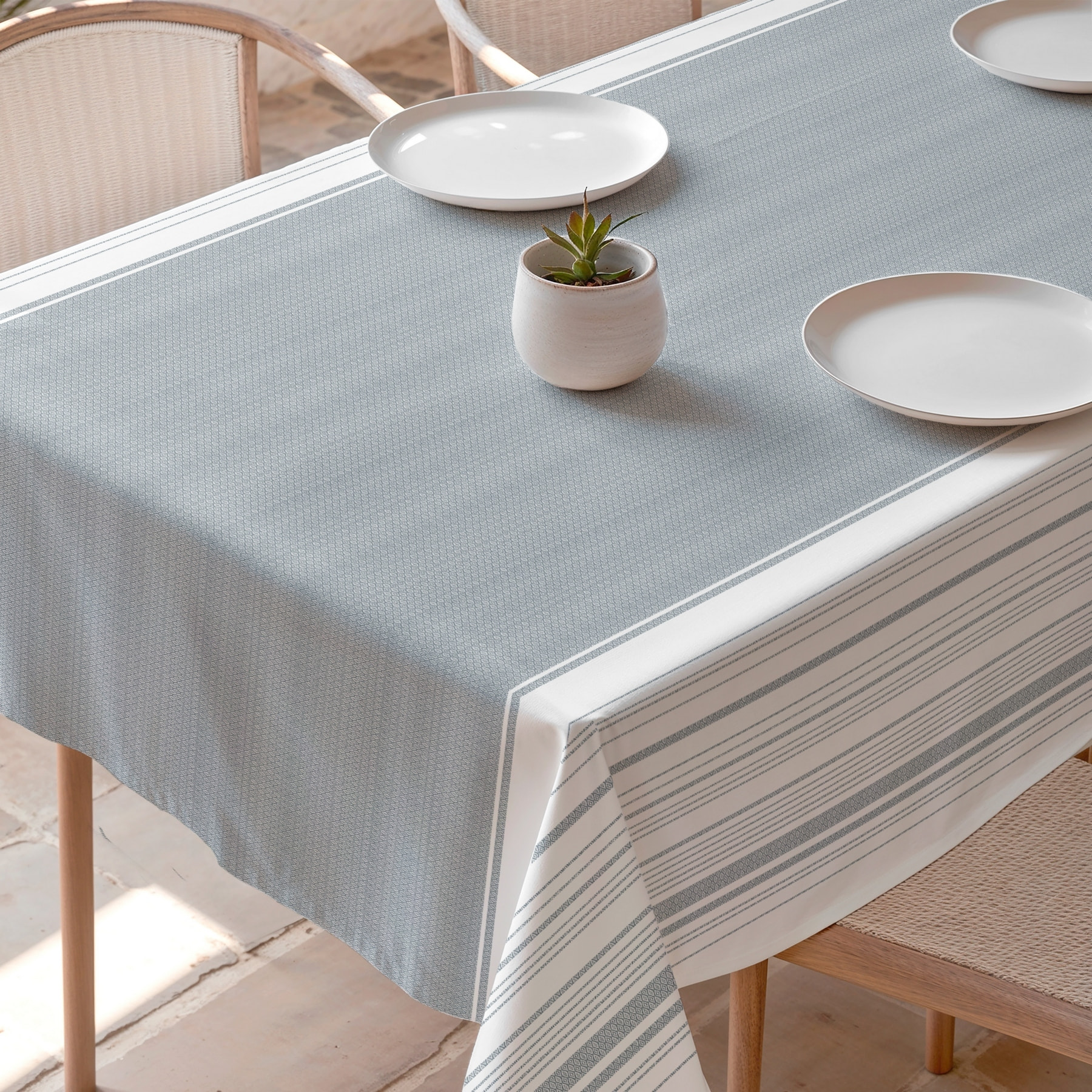 Nappe imprimée anti-tâches EDEN BLEU