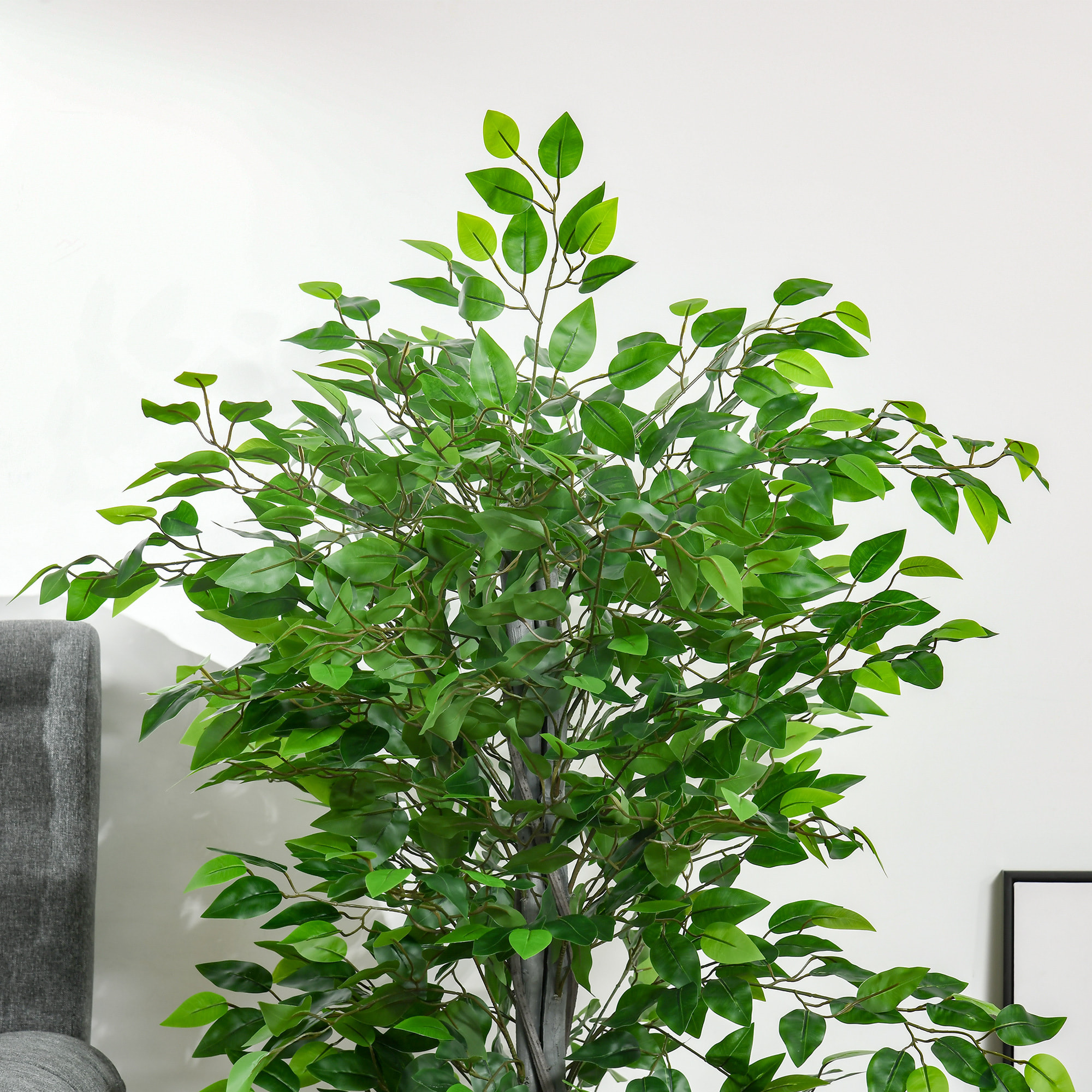 Planta Ficus Artificial 135 cm en Maceta con 756 Hojas Planta Sintética Realista para Interior y Exterior Planta Artificial Decorativa para Hogar Salón Oficina Verde