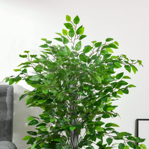 Planta Ficus Artificial 135 cm en Maceta con 756 Hojas Planta Sintética Realista para Interior y Exterior Planta Artificial Decorativa para Hogar Salón Oficina Verde