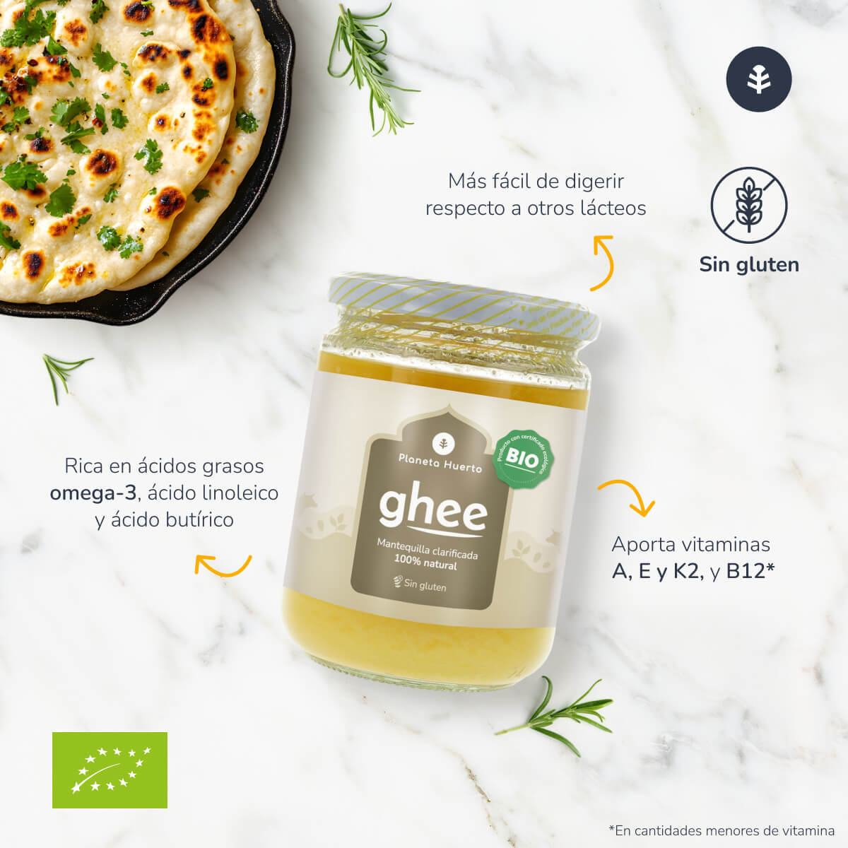 PLANETA HUERTO | Pack 2x Ghee Mantequilla Clarificada ECO 350g – Mantequilla Ghee Ecológica, Alta en Nutrientes y Fácil Digestión