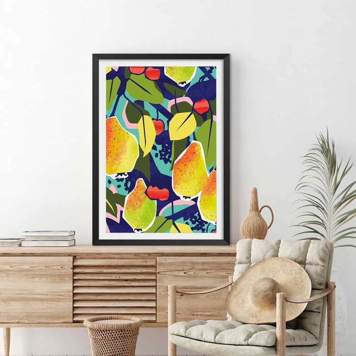 Poster arbre coloré Affiche sous cadre noir