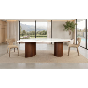 Table à manger Tomasucci TENO, en céramique, noyer, 235 × 115 × 76 cm