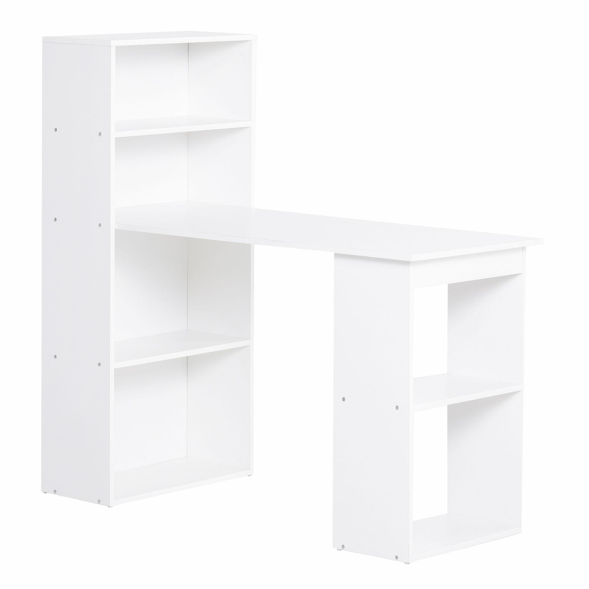 Bureau informatique 120L x 55l x 120H cm bibliothèque adjacente multi-rangements blanc