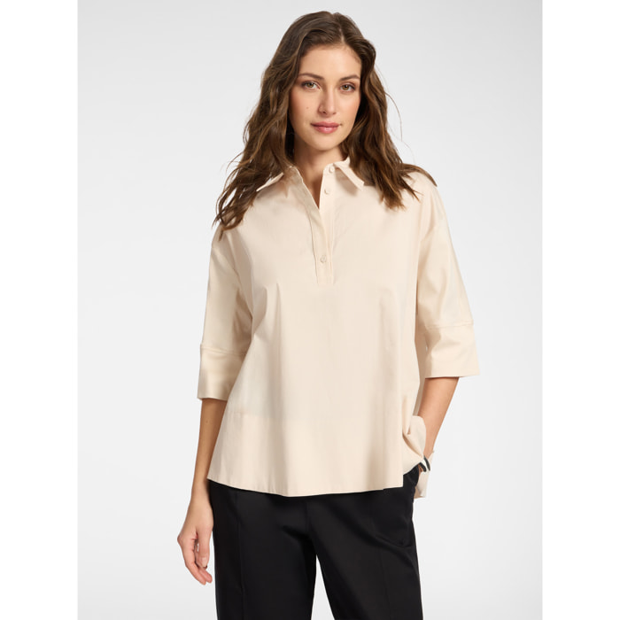 Elena Mirò - Blusa boxy con mangas de tres cuartos - Beige