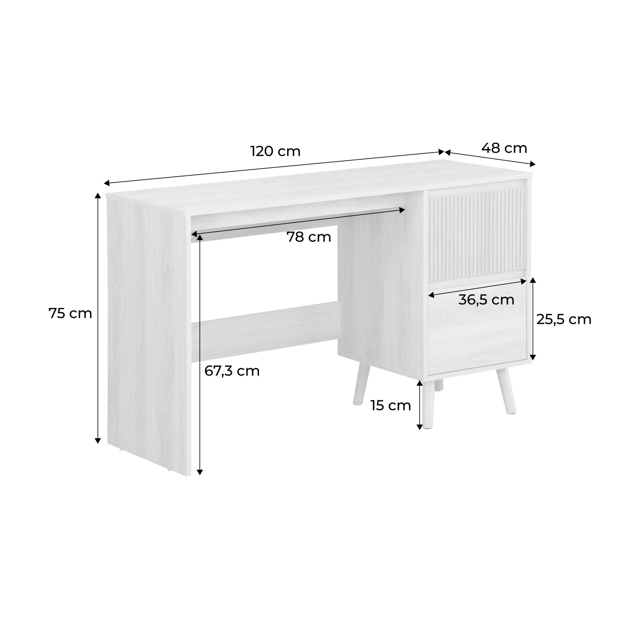 Bureau avec 2 tiroirs noyer LINEAR L 120 x P 48 x H 75cm