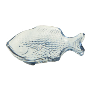 J-Line Assiette Poisson - verre - bleu - 2 pièces